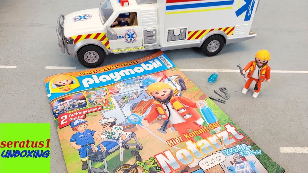 Playmobil Heft Magazin Notarzt mit Poster Oktober 22 seratus1 unboxing