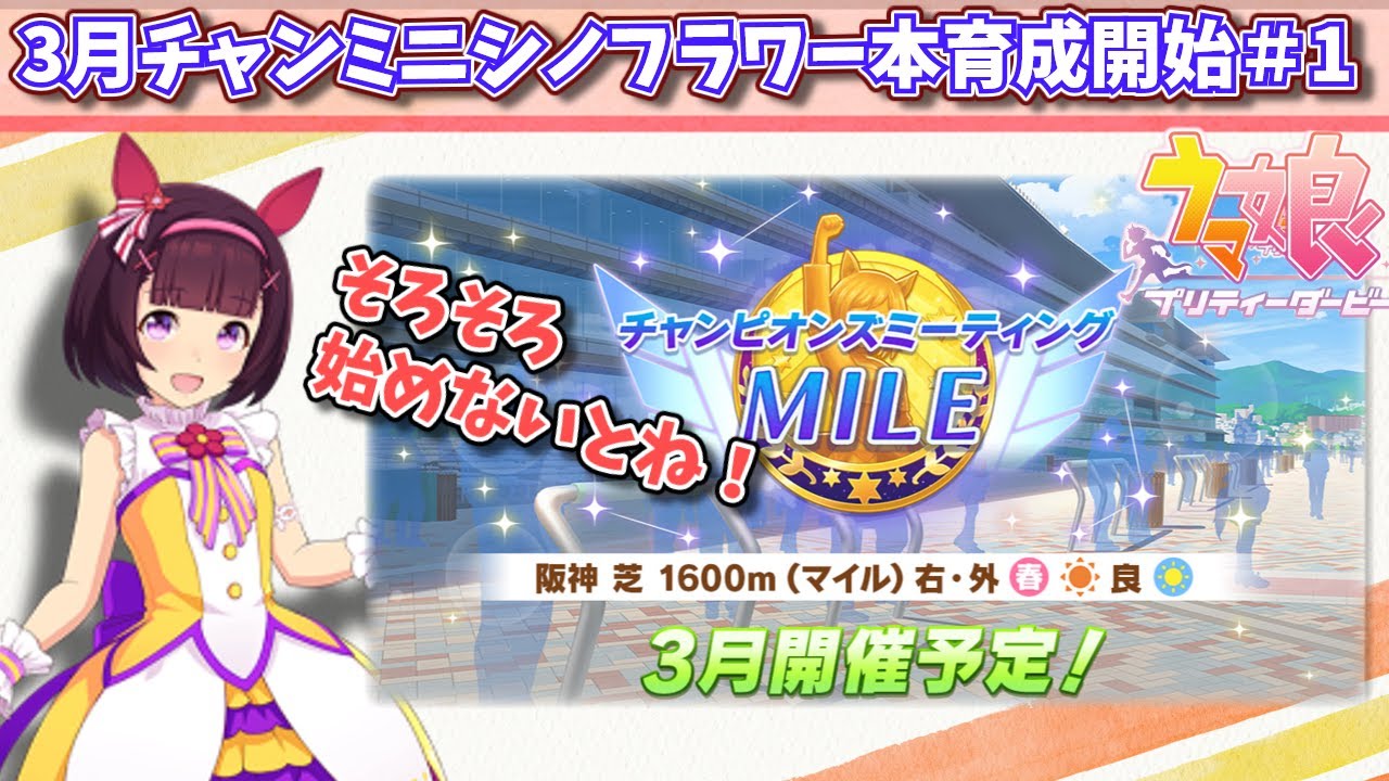 3月チャンミ】そろそろ本育成やってく！阪神マイル向けニシノフラワー