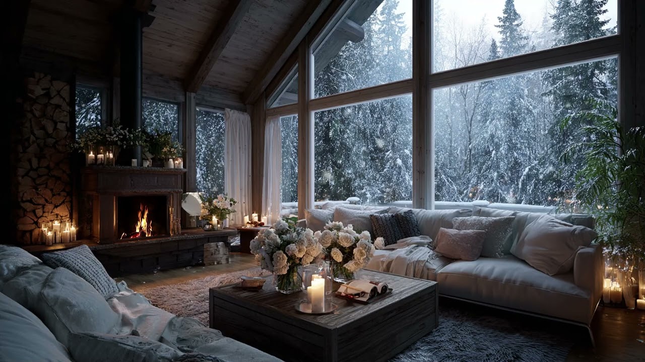 Warm Hearth & Cold Snow: Relaxing Piano Music in a Cozy Cabin for Ultimate Comfort
