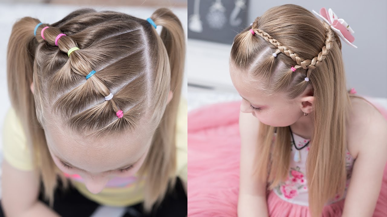 DOS PEINADOS FACILES PARA NIÑAS CON LIGAS