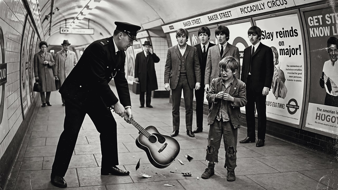 Guard SMASHED Homeless Kid's Guitar to PIECES — When The Beatles Saw This, They Made Him PAY