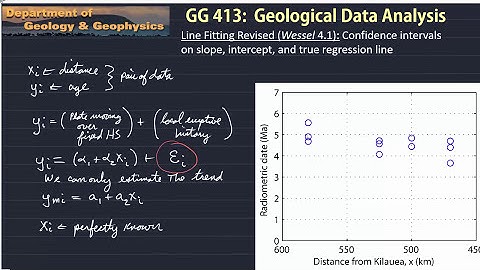 ERTH413/613: Line Fitting Revisited:  Confidence intervals on slope, intercept, & regression line