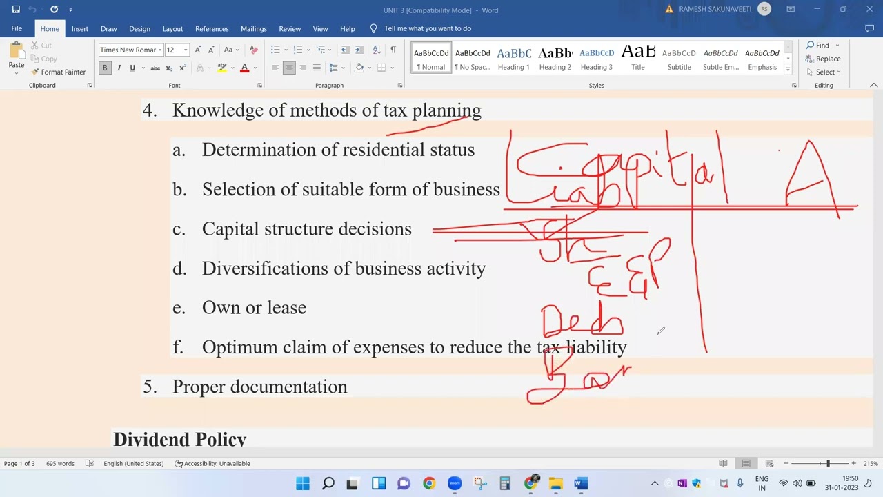 LESSON 8:CORPORATE TAX MANAGEMENT DIVIDEND POLICY REQUISITES OF SUCCESSFUL TAX PLANNING MCOM