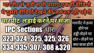 मारपीट करने पर सजा Causing Hurt In IPC Sections 323, 324, 325, 326, 334, 335, 307, 308 & 320 Hindi