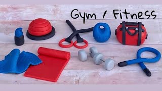 How to make a GYM  / FITNESS / WORKOUT fondant set (9 pieces)