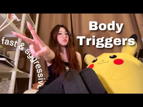 FAST & AGGRESSIVE BODY TRIGGERS 🤩✨ collarbone tapping, sock scratching, hand sounds, fabric sounds +