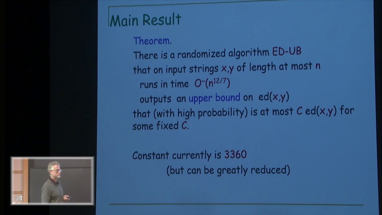 Approximating the edit distance to within a constant factor in truly subquadratic time - Mike Saks