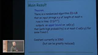 Approximating the edit distance to within a constant factor in truly subquadratic time - Mike Saks
