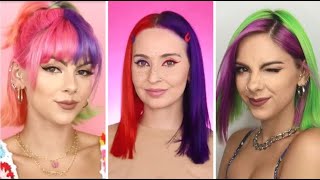 SPLIT HAIR Tutorials I Colorful Hair Transformations I Amazing Hair Dye Compilation I Colored Bangs