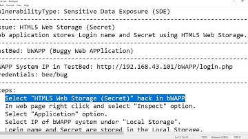 bWAPP - Sensitive Data Exposure -  HTML5 Web Storage   Secret - OWASP Top 10
