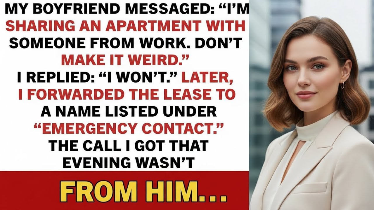 My boyfriend messaged: “I’m sharing an apartment with someone from work. Don’t make…”