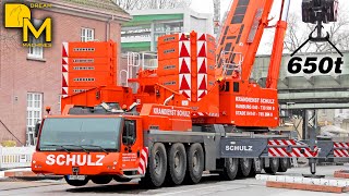 Powerful heavy lifting crane 650 ton Liebherr LTM 16508.1 First job 140 ton railway bridge 4K