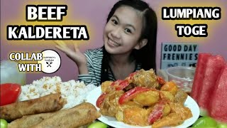 BEEF KALDERETA X LUMPIANG TOGE MUKBANG | ONLINE COLLABORATION WITH @HAPPYBOYs foodtube