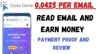 clicksgenie // clicksgenie payment proof 2021 // read email earn money // clicks genie real or fake