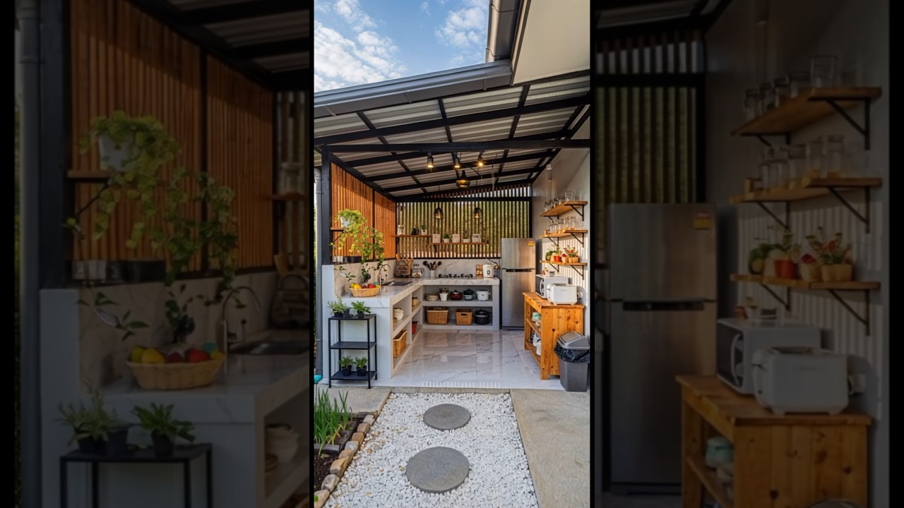 🪴 Ideas for a Thai kitchen in the backyard. Open, transparent, comfortable, compact, easy to use...🌱
