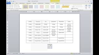Word ile tablo kullanarak ders programı yapma