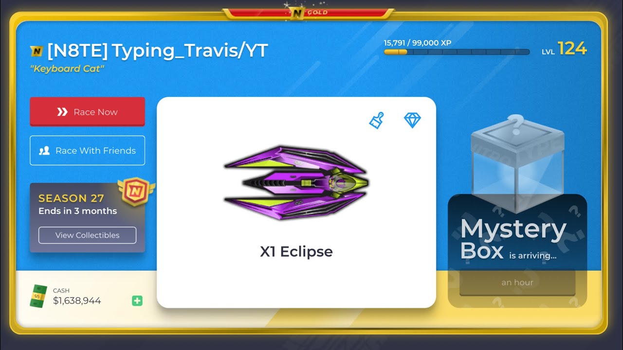 How To Get The "X1 Eclipse” In Nitro Type! 200 Races! (Season 27)
