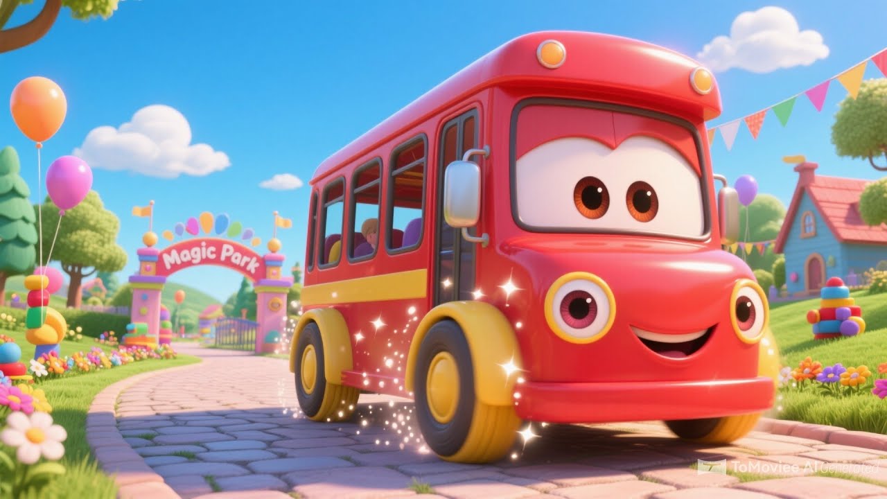 Wheels on the Bus in Magic Park | Fun Kids Song with Bunny, Duck & Fairy 🚌✨