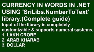 Currency in words .NET, C# and VB.NET