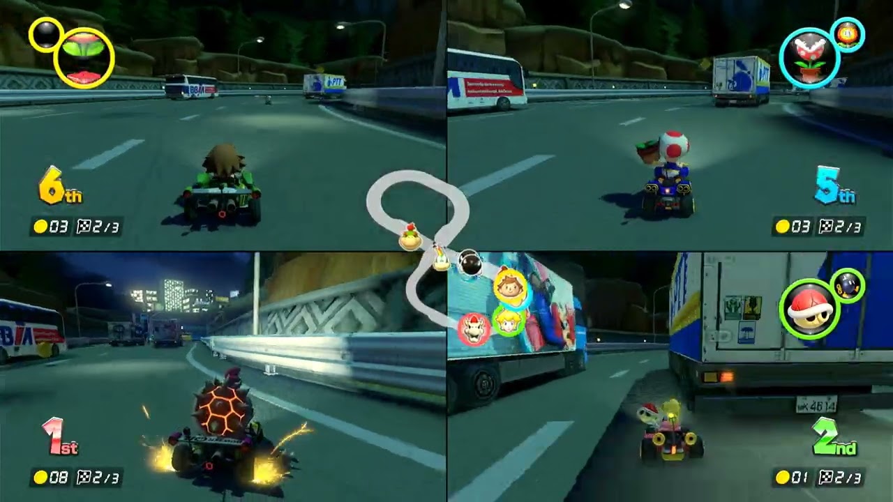 Mario Kart 8 Deluxe (4 Players). 40 minutes of gameplay!! Races + Battles!