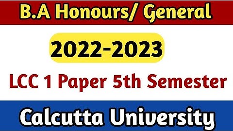 English LCC 1 Paper 5th Semester Honours And General | Calcutta University Syllabus  CBCS | SKS SIR