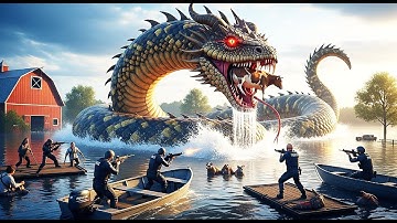 Rescue Team vs Giant Horned Blue-Yellow Python – Chaos on the tsunami  Flooded Battlefield