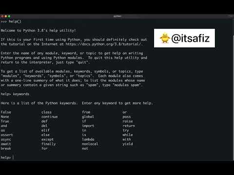 List Python Keywords using Python help utility #python