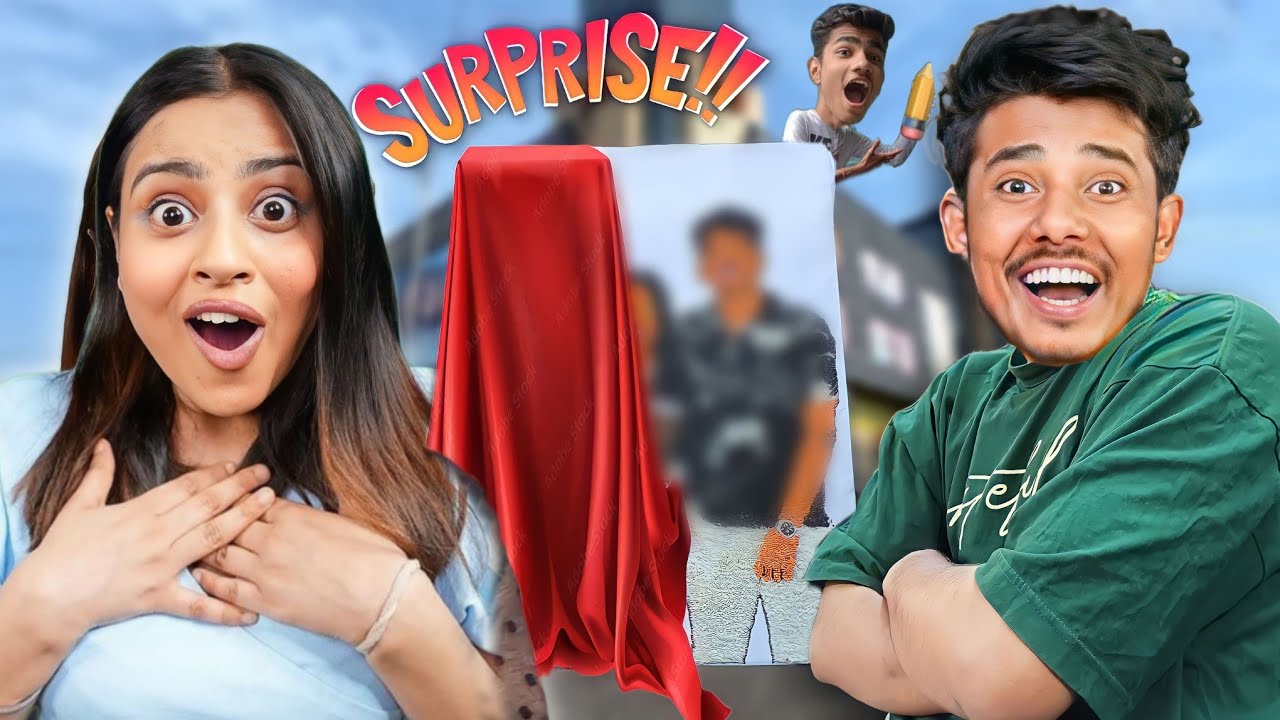 I Surprise 😱 @inishutiwari with her LARGEST PAINTING!