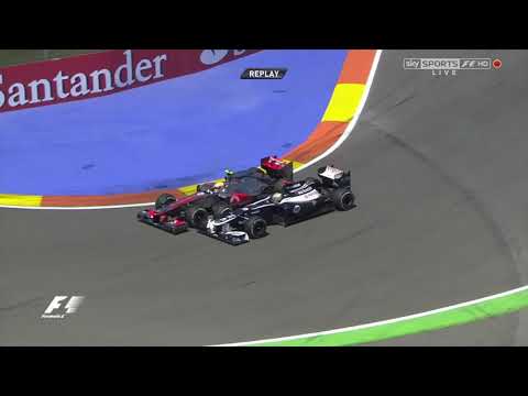 Maldonado crashes into Hamilton and Schumacher gets his last Podium in Valencia - European GP 2012