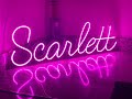 "Scarlett" Pink LED neon Sign with clear acrylic backer