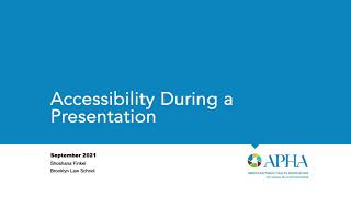 APHA Annual Meeting: How to create an accessible presentation