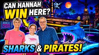 Can Hannah WIN at Shipwreck NEON Mini Golf? ⛳️ 4 Holes-in-One! #Minigolf