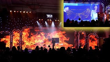 Vẽ tranh trình diễn vẽ tranh lửa Miss Grand Đoàn Thiên Ân - Họa sĩ vẽ tranh biểu diễn Nguyễn Tiến