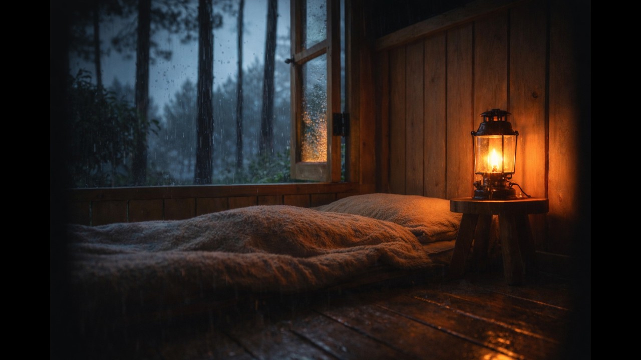 So Cozy It Puts You to Sleep 🌧️ Rainy Night in a Forest Cabin loop