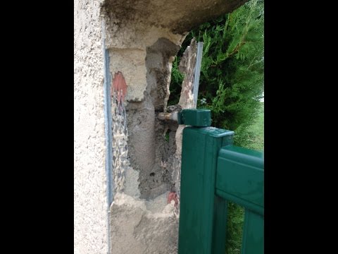 Réparation angle du mur suite aux dégâts de la foudre www.maconnerie-martinez.fr