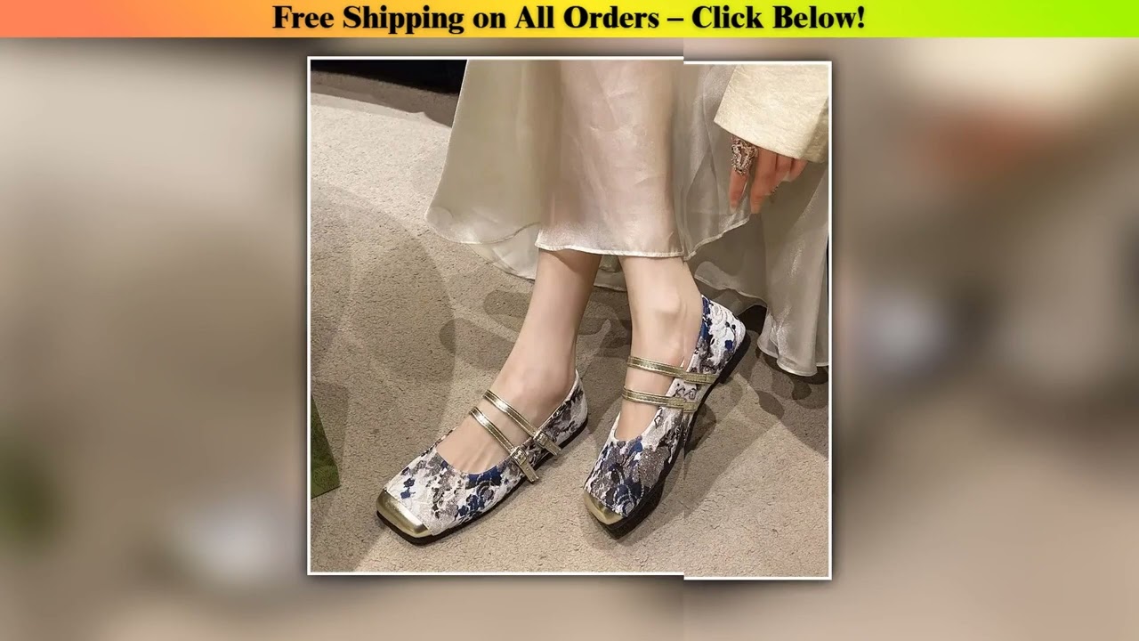 Ladies Footwear Square Toe Sky Blue Belt Buckle With Heel Women's Flat Shoes Evening 2025 Summer
