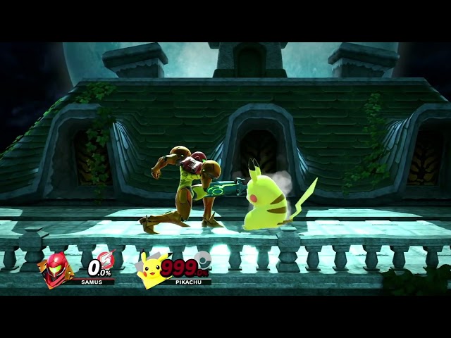 Samus up-throwing Pikachu be like class=