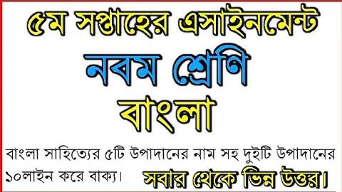 5th Week Bangla Assignment For Class Nine