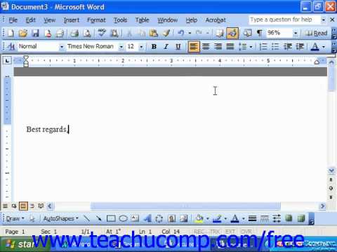  Update Tutoriel Word 2003 Insertion et suppression d'insertion automatique Leçon de formation Microsoft Office 12.2