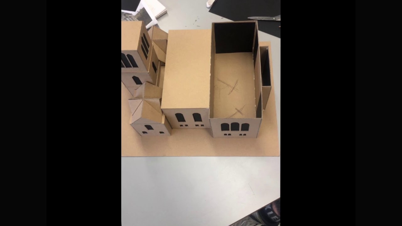 Cardboard maquette of Greenside Parish Church in Edinburgh; time-based project slideshow