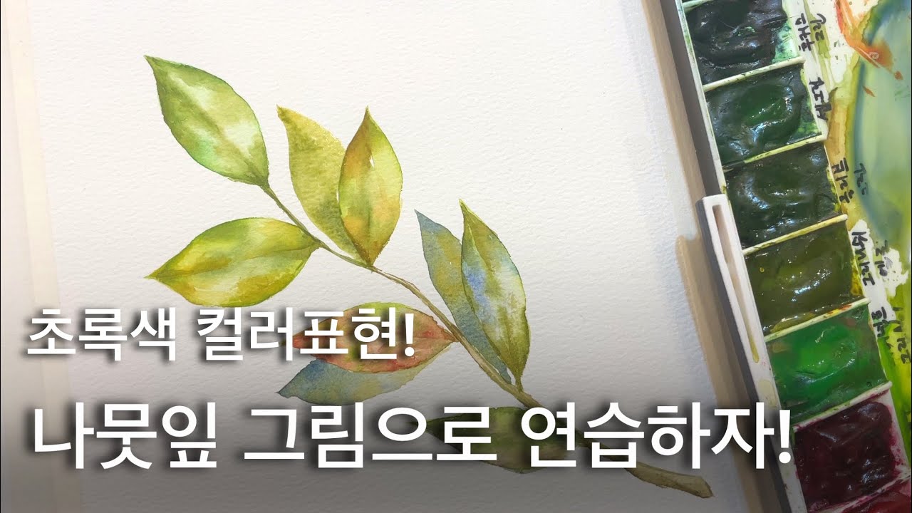 수채화 왕왕초보도 할 수 있는 나뭇잎표현 연습!