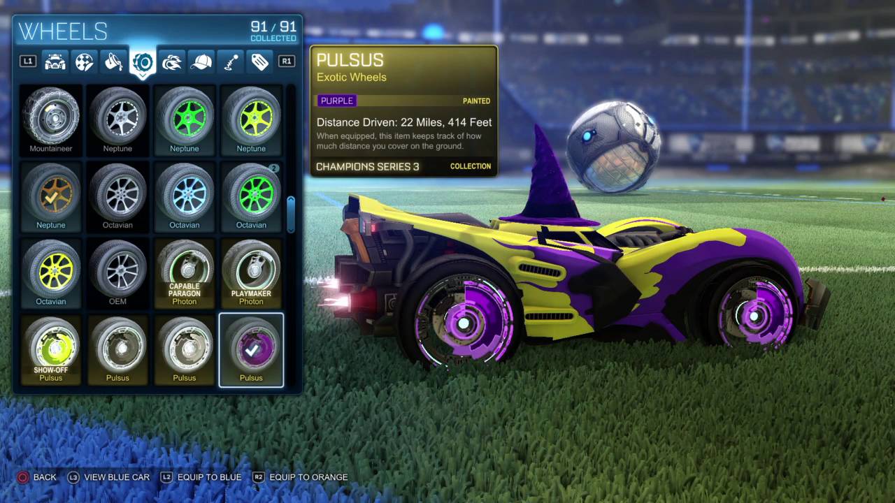 Purple Pulsus Painted Exotic Wheels in Rocket League YouTube