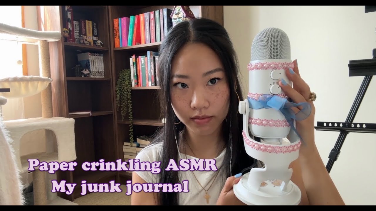 ASMR paper crinkling sounds, close up whispers, what's in my junk journal!