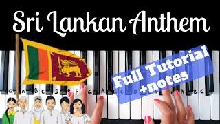 Video thumbnail of "Sri Lankan Anthem - Ananda Samarakoon / Both hands Piano Tutorial/ Level 1-3/ NOTES/ +slow"