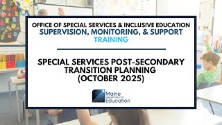 Special Services Post-Secondary Transition Planning (October 2025)