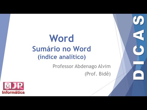 Vídeo: Como Criar Um índice Analítico No Word