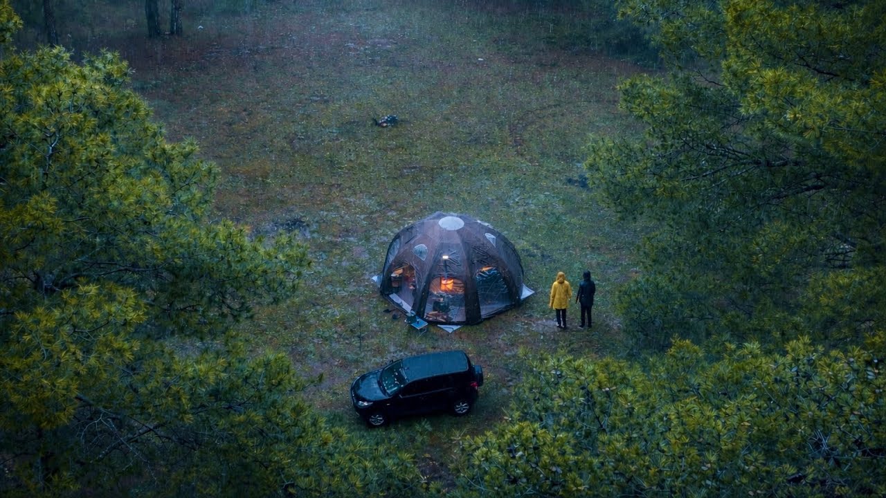 Yeni  Çadırımızla Sağanak Yağmurda Kamp