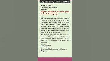 Application for relief goods for flood affected people | Formal Application for Flood Relief #ssc