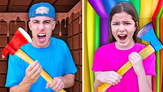 ESCAPE FROM 100 LAYERS OF CHOCOLATE VS CANDY !!