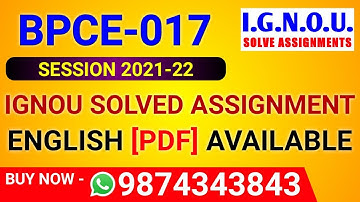 BPCE 17 Solved Assignment 2021-22 in English, BPCE-017 Solved Assignment 2022, BPCE 17 Assignment